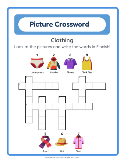 Picture crossword – Clothes