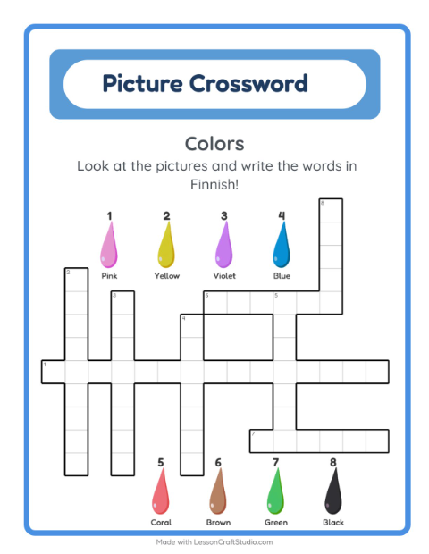Picture crossword – Colors