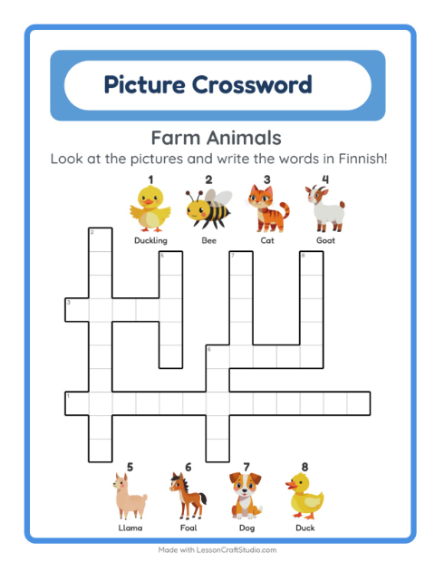 Picture crossword – Farm Animals