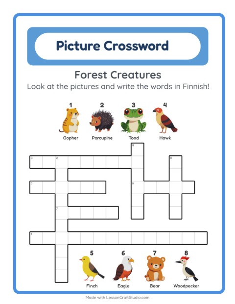 Picture crossword – Forest Creatures