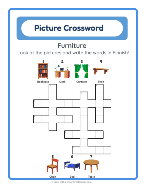Picture crossword – Furniture
