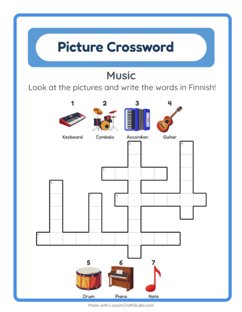 Picture crossword – Musical Instruments