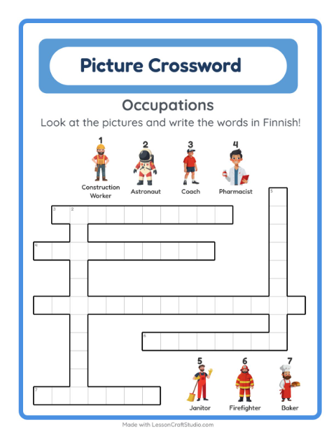 Picture crossword – Community Helpers