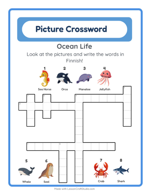 Picture crossword – Ocean Life