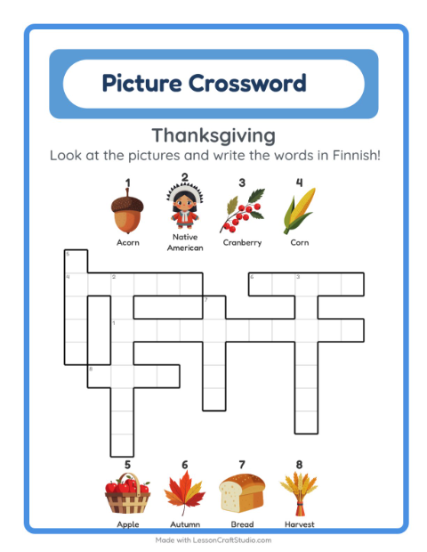 Picture crossword – Thanksgiving