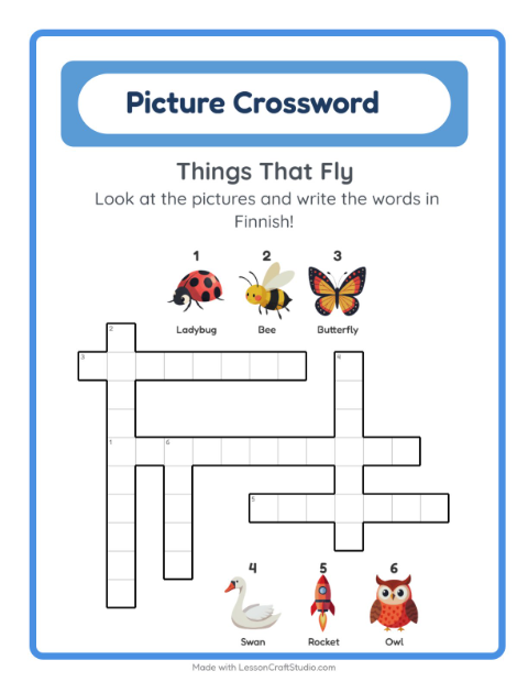 Picture crossword – Things That Fly