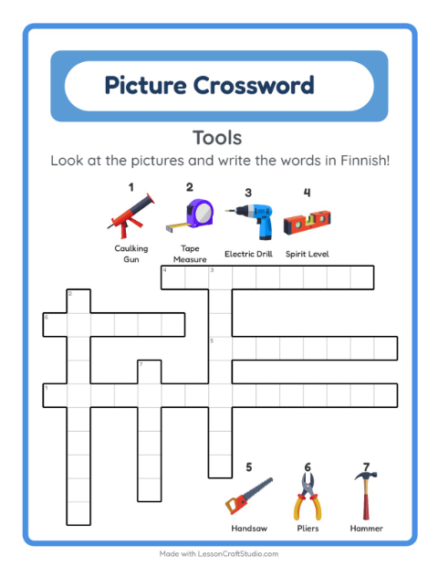 Picture crossword – Tools