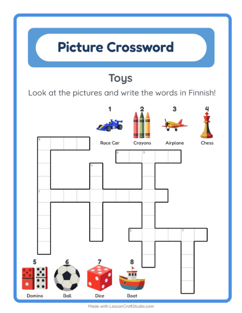 Picture crossword – Toys