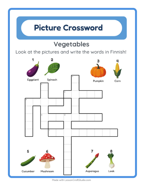 Picture crossword – Vegetables