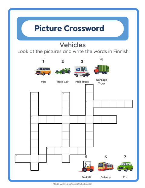 Picture crossword – Vehicles