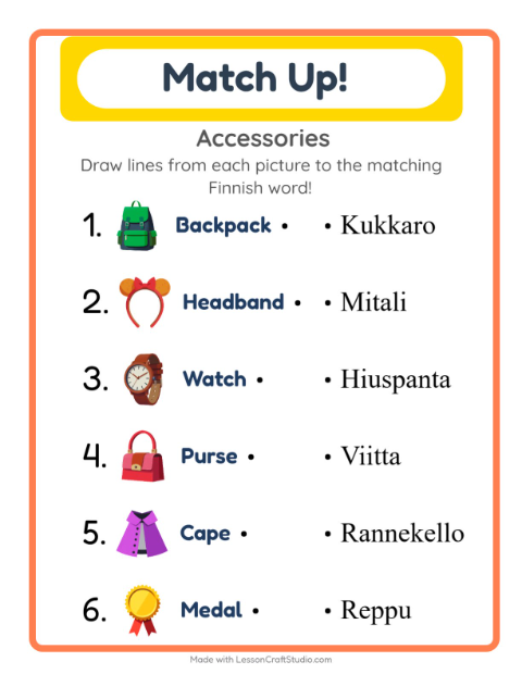 Picture-word match – Accessories