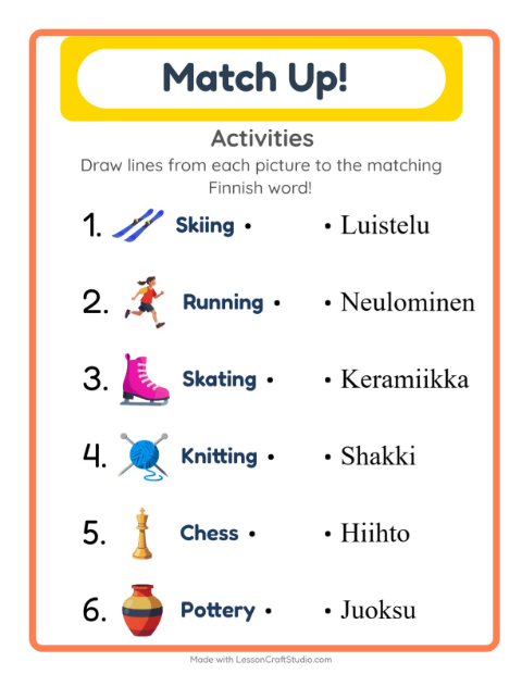 Picture-word match – Activities