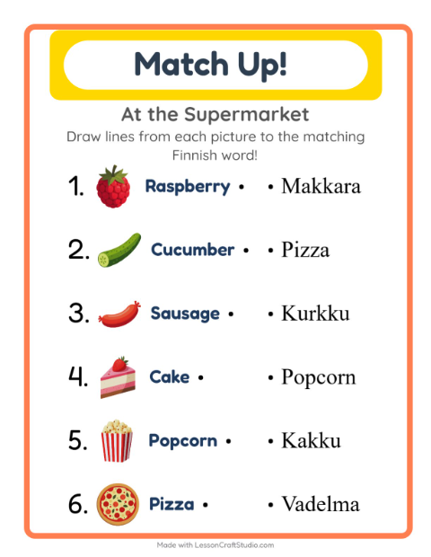 Picture-word match – Supermarket Things