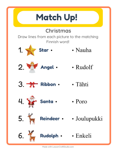 Picture-word match – Christmas