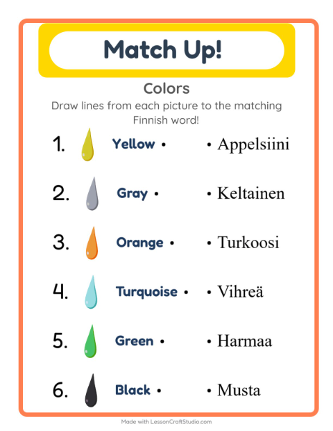 Picture-word match – Colors