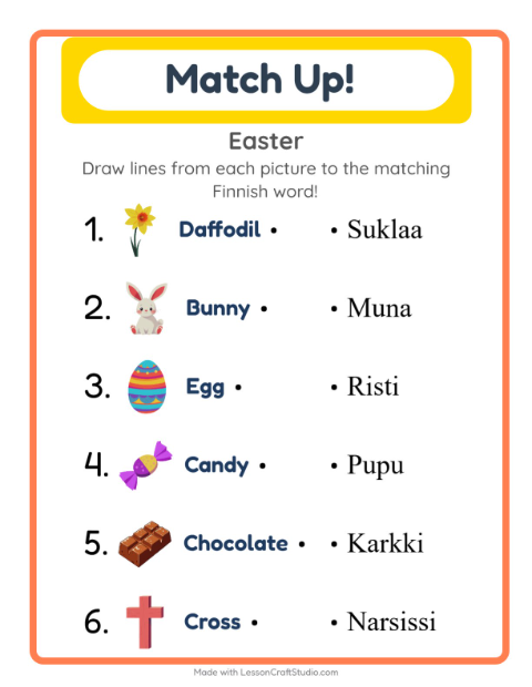Picture-word match – Easter