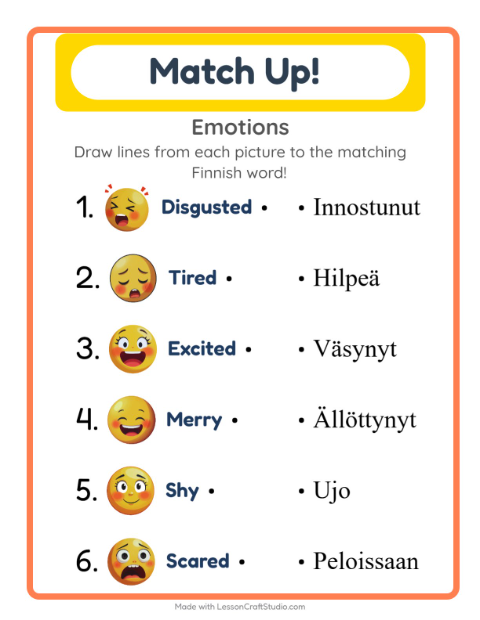 Picture-word match – Feelings
