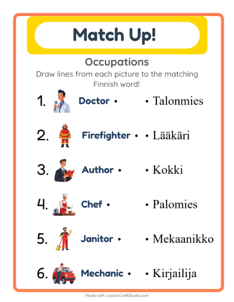 Picture-word match – Community Helpers