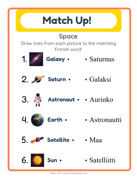 Picture-word match – Space