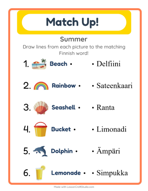 Picture-word match – Summer
