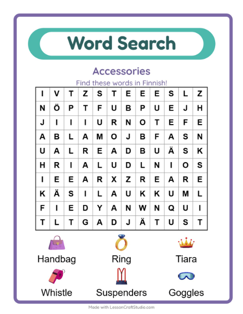 Picture word search – Accessories