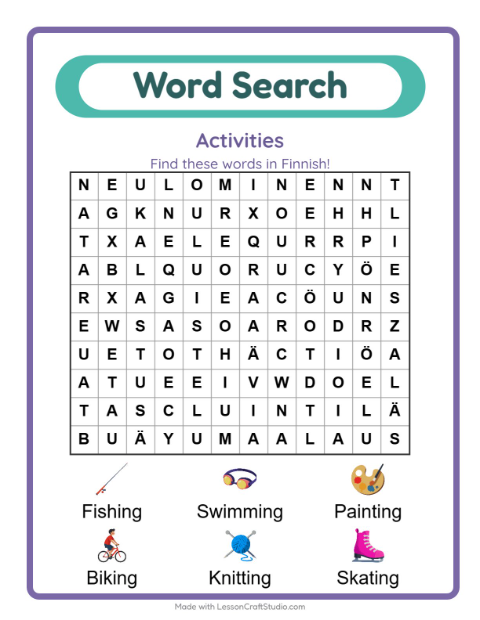 Picture word search – Activities