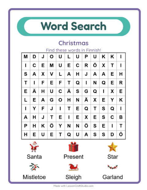 Picture word search – Christmas