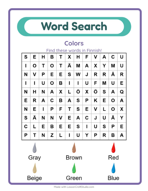 Picture word search – Colors