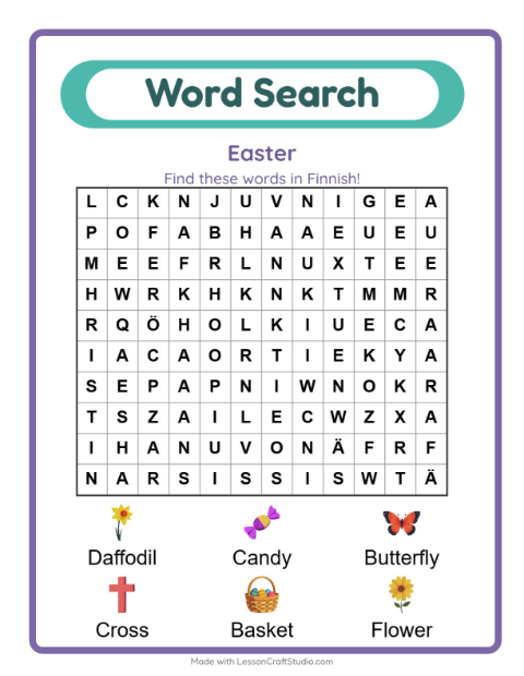 Picture word search – Easter