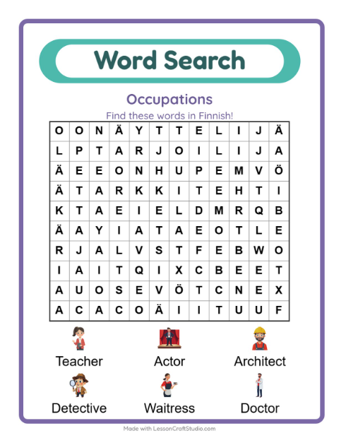 Picture word search – Community Helpers