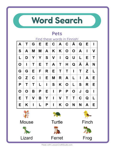 Picture word search – Pets