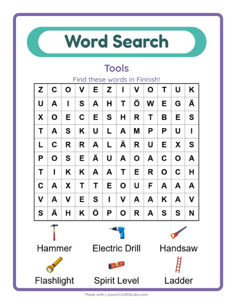 Picture word search – Tools