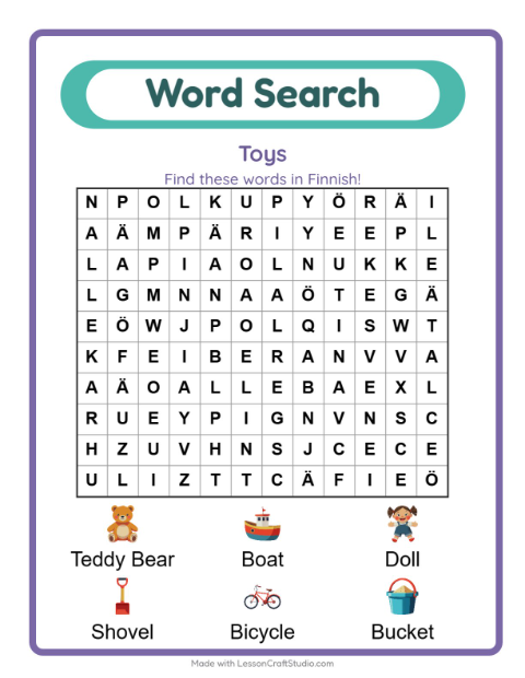 Picture word search – Toys