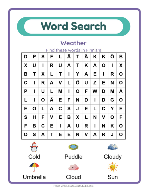 Picture word search – Weather