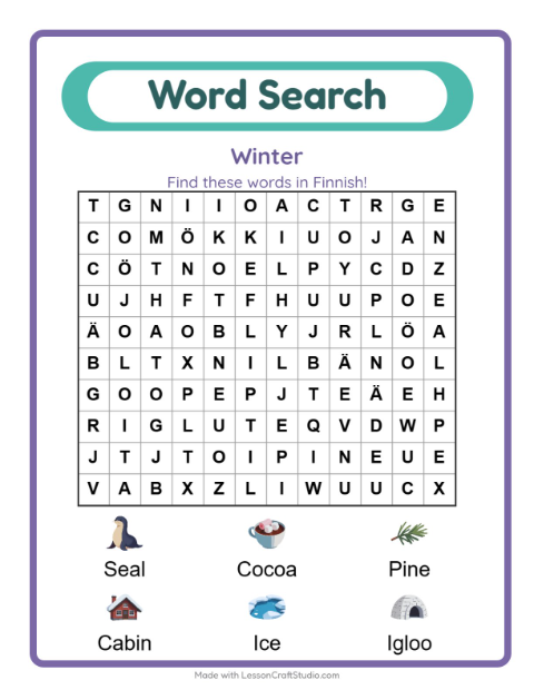 Picture word search – Winter