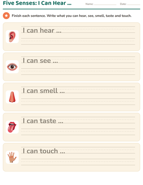 Preview of The Five Senses worksheet for grade 1