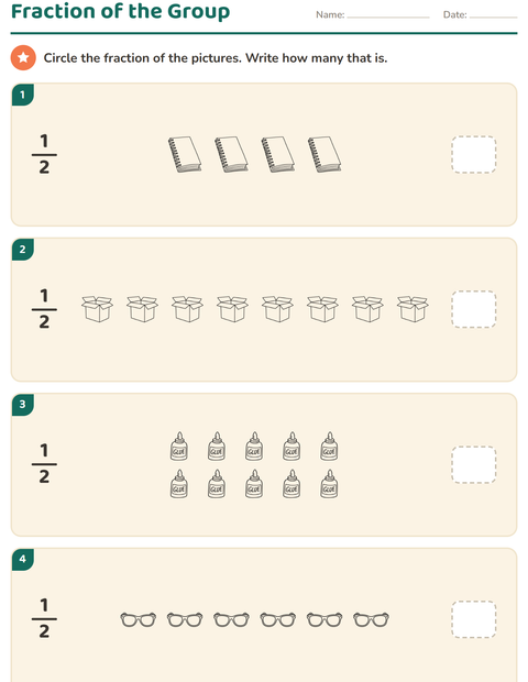 Preview of Fractions worksheet featuring Education BW for grade 3