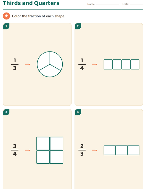 Preview of Fractions worksheet for grade 2