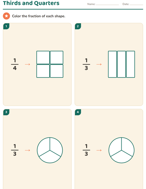 Preview of Fractions worksheet for grade 2