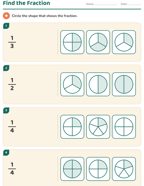 Preview of Fractions worksheet for grade 2