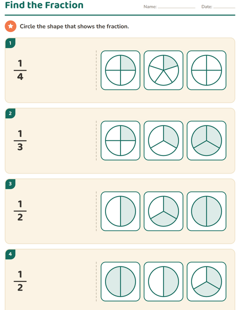 Preview of Fractions worksheet for grade 2