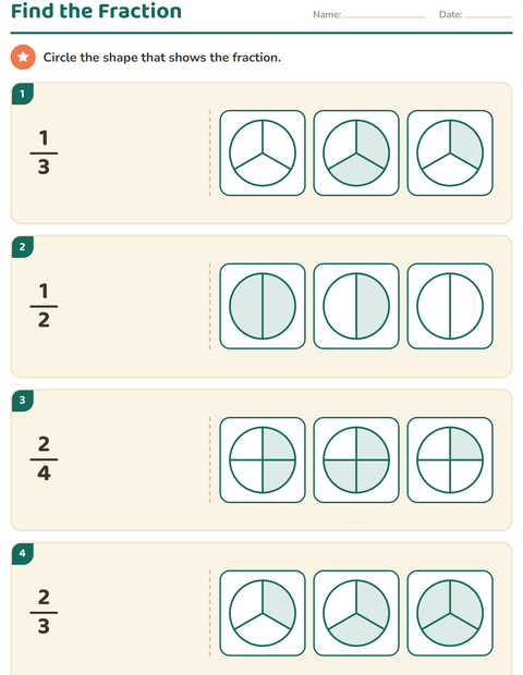 Preview of Fractions worksheet for grade 2