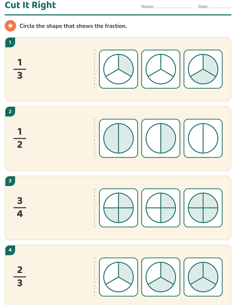 Preview of Fractions worksheet for grade 2