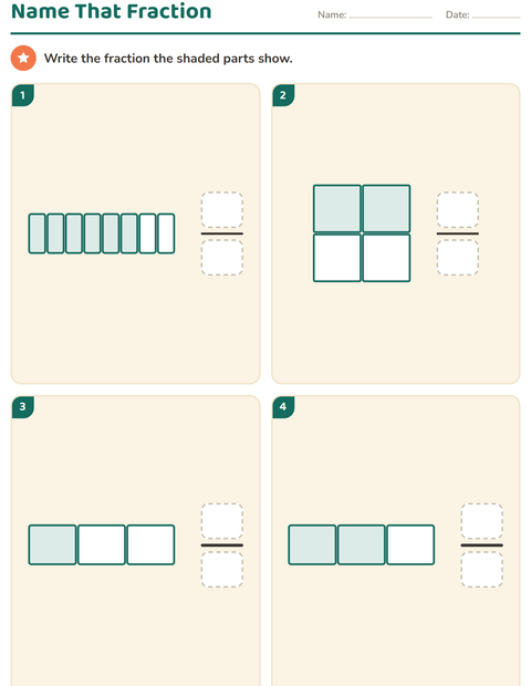 Grade 3 Fraction Worksheets: Name, Compare, and Place Fractions on a Number Line — 5