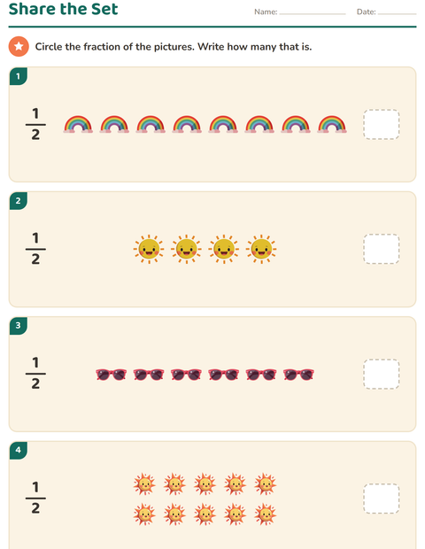 Preview of Fractions worksheet featuring Weather for grade 2