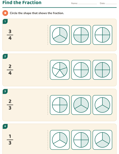Preview of Fractions worksheet for grade 2