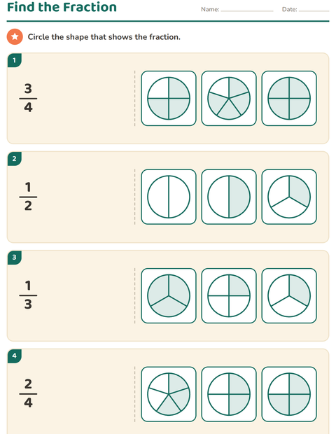 Preview of Fractions worksheet for grade 2