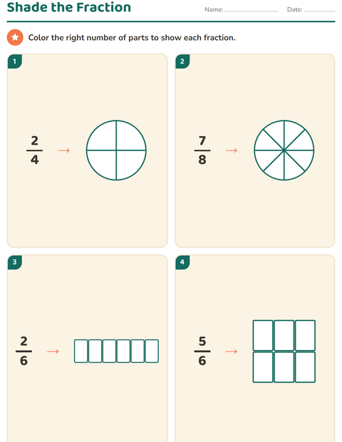Preview of Fractions worksheet for grade 3