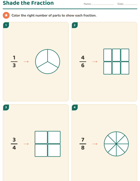 Preview of Fractions worksheet for grade 3