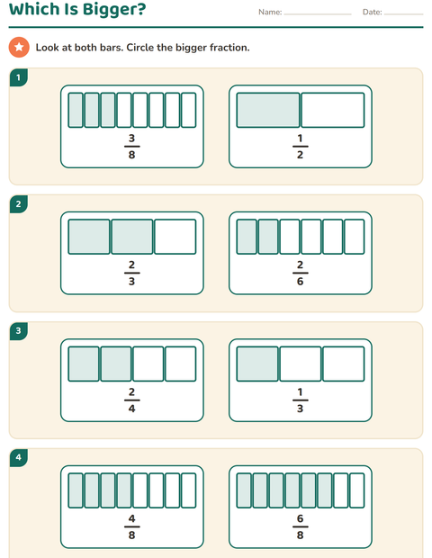 Preview of Fractions worksheet for grade 3